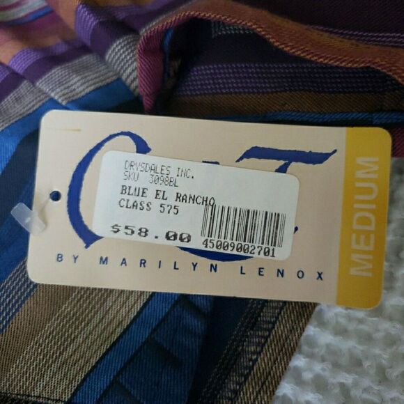 NWT VTG Circle T Marilyn Lenox Blue El Rancho Cropped Shirt Western Rodeo Size M - Picture 6 of 10